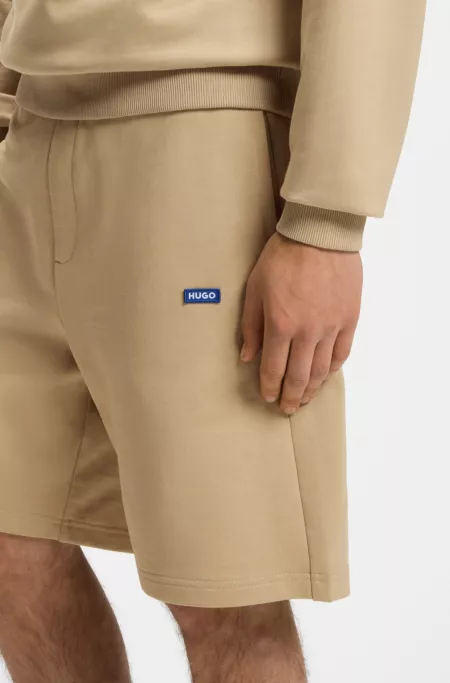 Cotton-terry shorts with logo patch