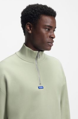 Sudadera de felpa de algod&oacute;n con cremallera en el cuello y parche con logo, Cal