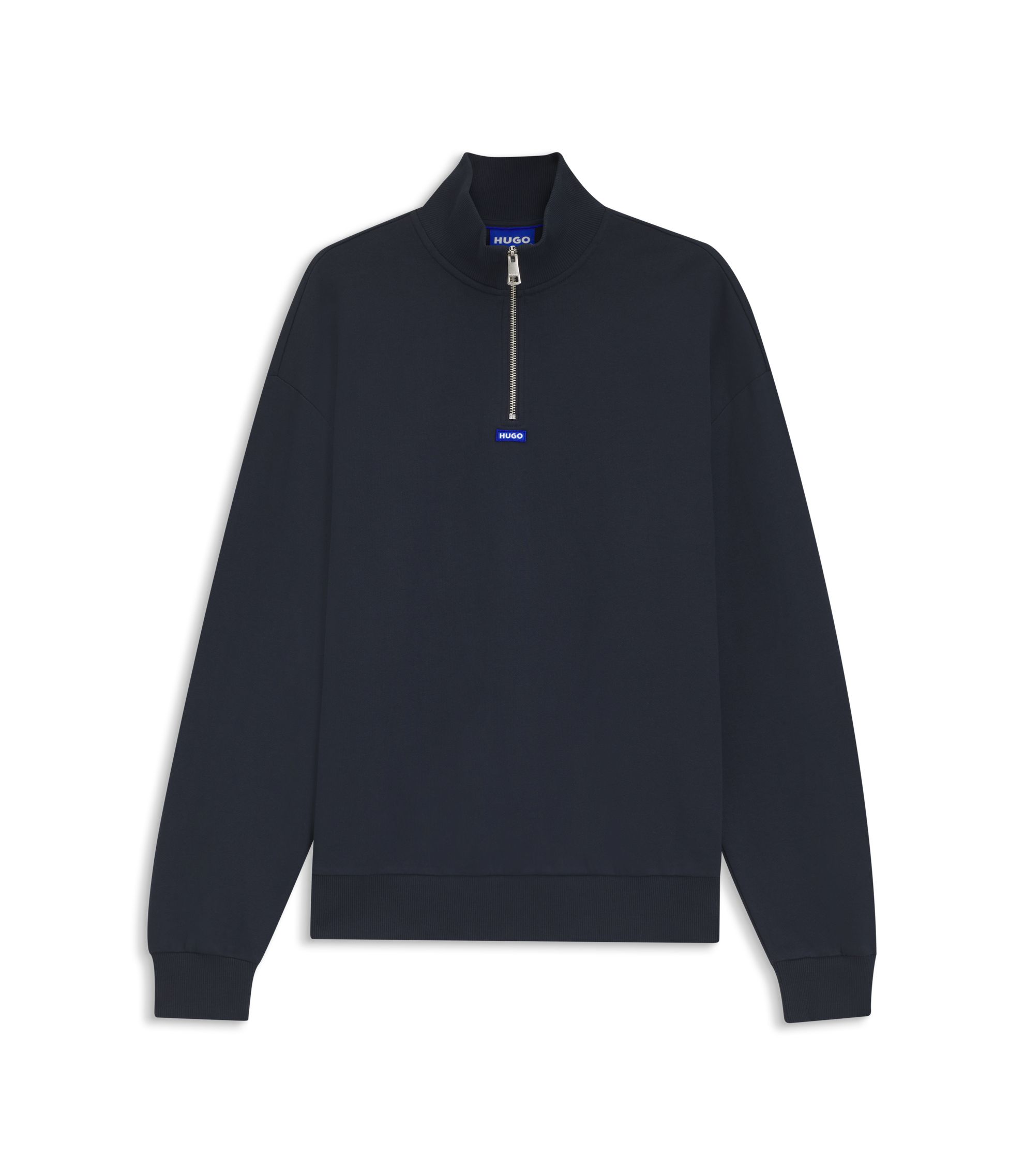 HUGO - Logo-patch sweatshirt in cotton terry - Dark Blue