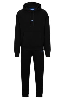 HUGO - Cotton-terry tracksuit with blue logo patches