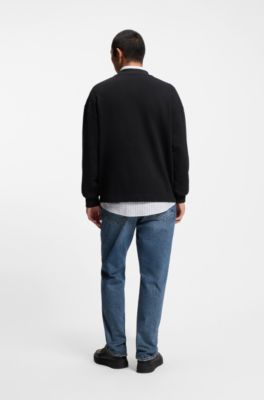 Sudadera de felpa de algod&oacute;n con logo Happy HUGO, Negro