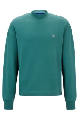 HUGO - Cotton-terry sweatshirt with smiley-face logo patch