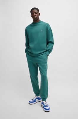 Sudadera de felpa de algod&oacute;n con logo Happy HUGO, Verde