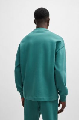 Sudadera de felpa de algod&oacute;n con logo Happy HUGO, Verde