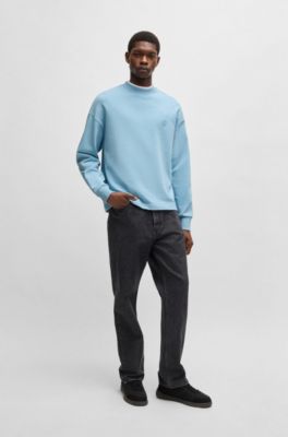 Sudadera de felpa de algod&oacute;n con logo Happy HUGO, Celeste