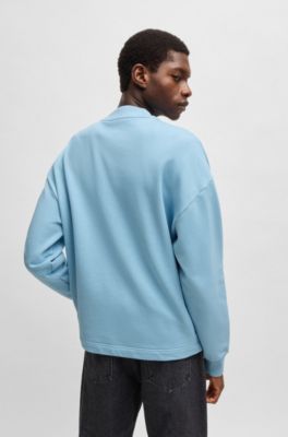 Sudadera de felpa de algod&oacute;n con logo Happy HUGO, Celeste