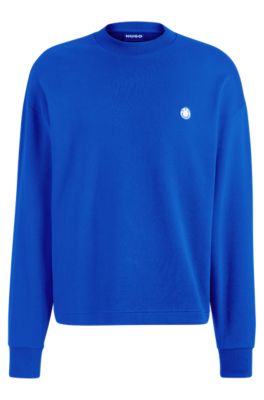 Sudadera de felpa de algod&oacute;n con logo Happy HUGO, Celeste