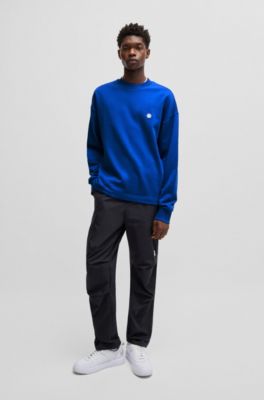 Sudadera de felpa de algod&oacute;n con logo Happy HUGO, Celeste