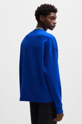 Sudadera de felpa de algod&oacute;n con logo Happy HUGO, Celeste