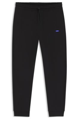 Cotton-terry sweatpants with logo patch, Black
