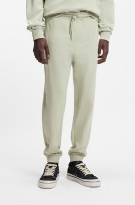 Bas de surv&ecirc;tement en molleton de coton avec patch logot&eacute;, Chaux