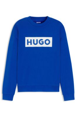 Logo-print sweatshirt in cotton terry, Light Blue