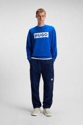 Logo-print sweatshirt in cotton terry, Light Blue