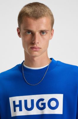 Sudadera de felpa de algod&oacute;n con logo estampado, Celeste