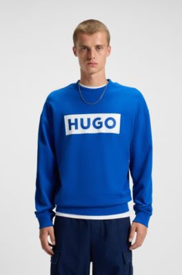 Logo-print sweatshirt in cotton terry, Light Blue