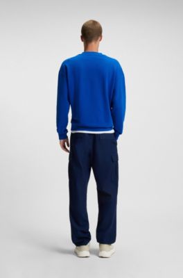 Logo-print sweatshirt in cotton terry, Light Blue