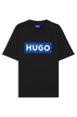Camiseta de punto de algod&oacute;n con logo estampado, Negro