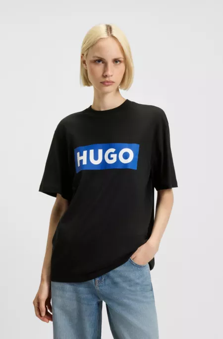 Blue-logo T-shirt in cotton jersey