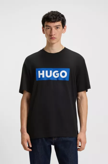 Blue-logo T-shirt in cotton jersey