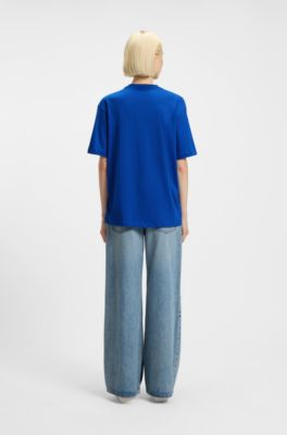 Blue-logo T-shirt in cotton jersey, Light Blue