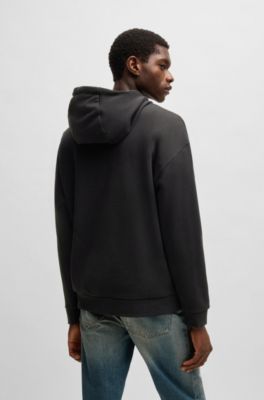 Sudadera con capucha en felpa de algod&oacute;n con logo Happy HUGO, Negro