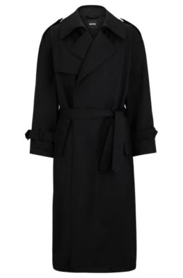 Hugo Boss The Change Trench Coat With Detachable Belt In Black