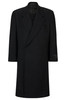Hugo Boss Single-breasted Wool Coat In Dark Grey