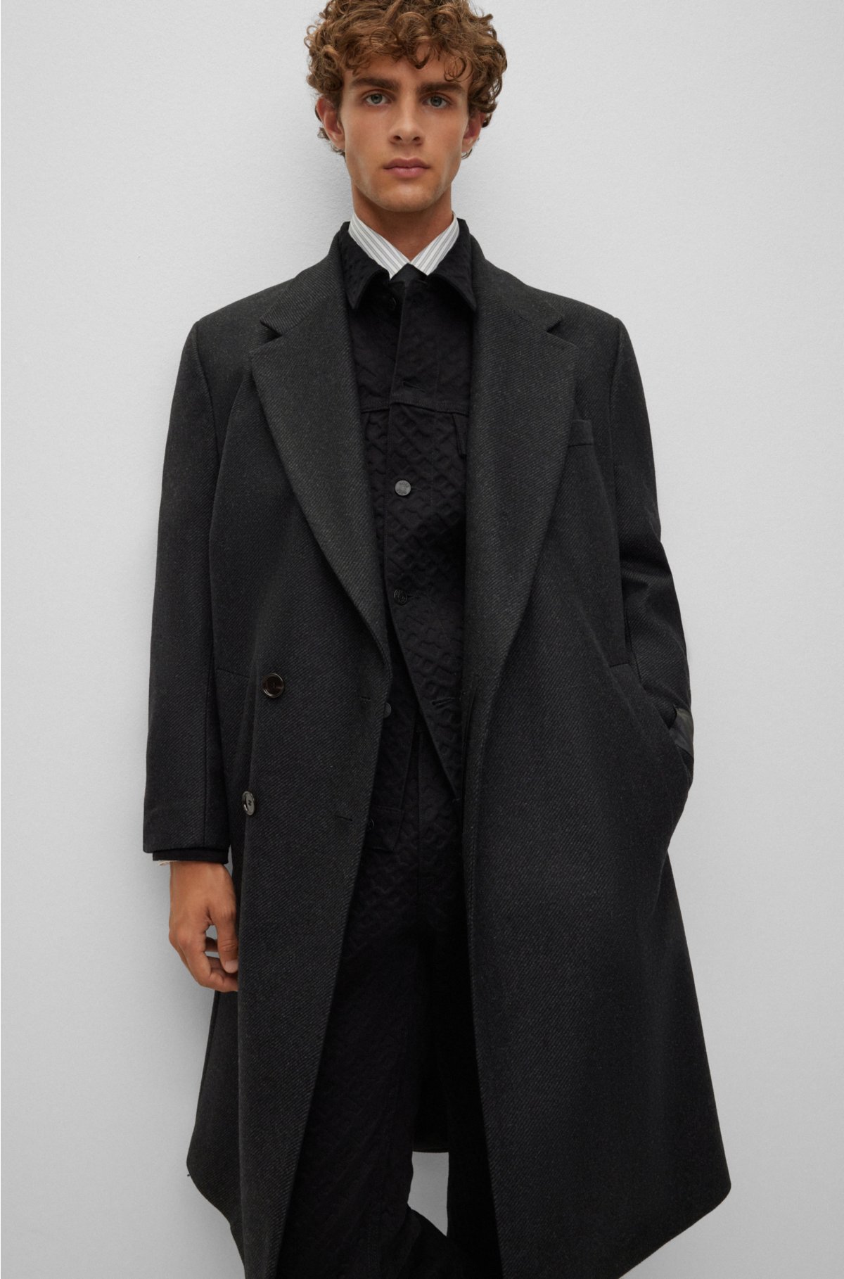 BOSS - Double-breasted coat in a wool blend