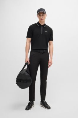 Structured-cotton polo shirt with contrast logo, Black