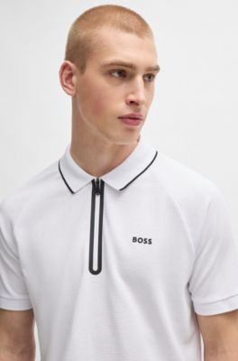 Structured-cotton polo shirt with contrast logo, White