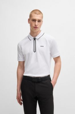 Structured-cotton polo shirt with contrast logo, White