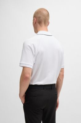 Structured-cotton polo shirt with contrast logo, White