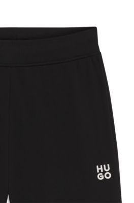 Pantalones de ch&aacute;ndal de felpa de algod&oacute;n con logo bordado, Negro