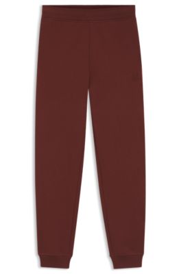 Pantalones de ch&aacute;ndal de felpa de algod&oacute;n con logo bordado, Marr&oacute;n