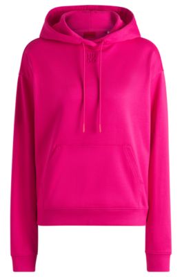 Prenda con capucha en felpa de algod&oacute;n con logo apilado bordado, Pink