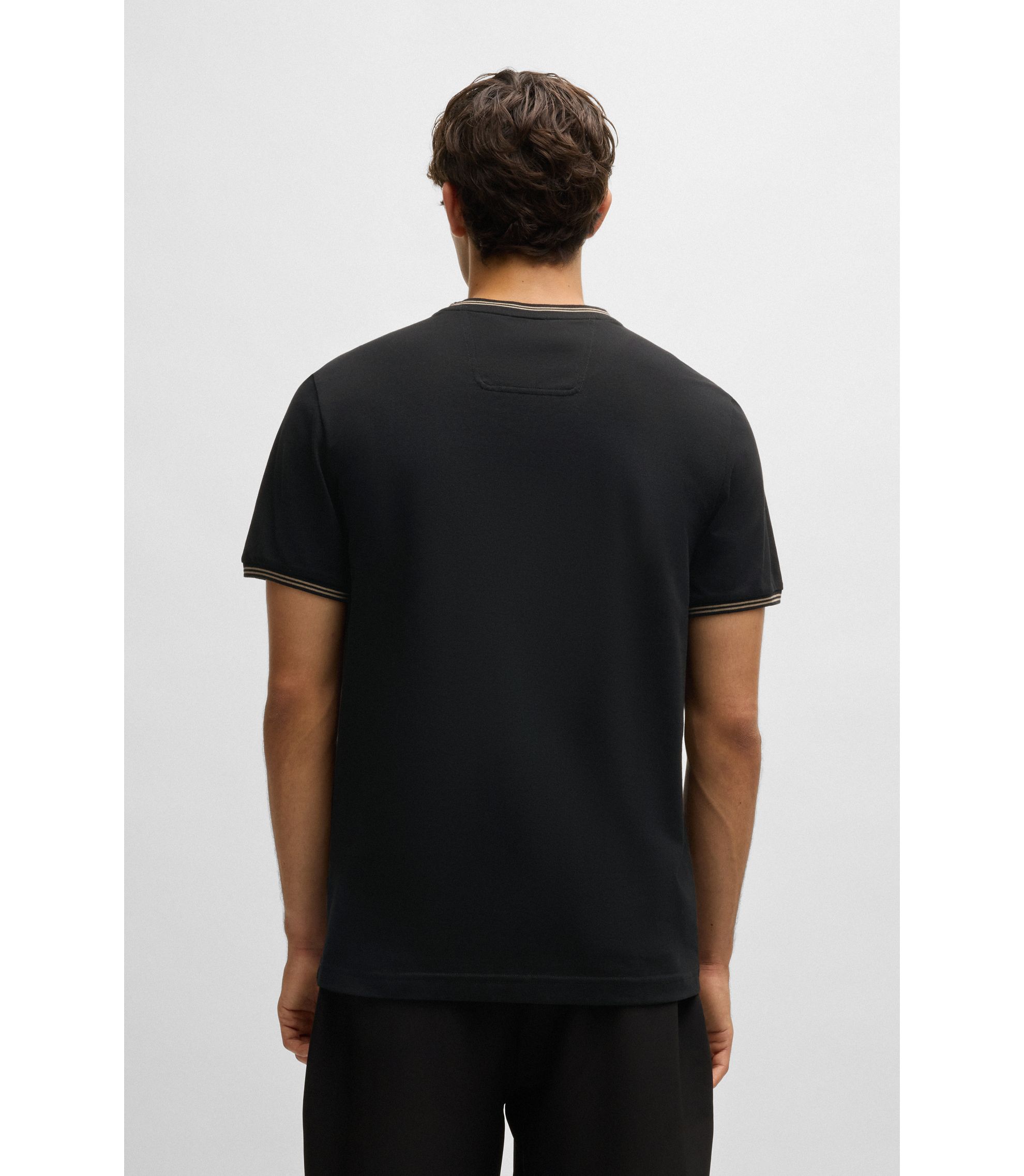 BOSS - Stretch-cotton regular-fit T-shirt with contrast logo