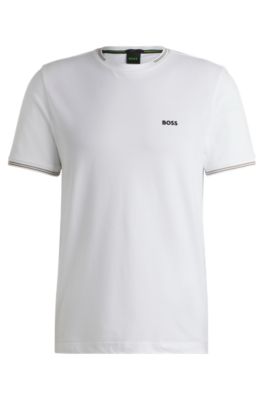 【送料&関税込】Hugo Boss T-shirt With Contrasting Logo BOSS - Stretch-cotton T-shirt with contrast logo - Dark Yellow