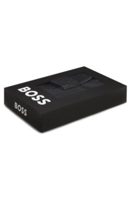 Coffret cadeau avec bonnet et &eacute;charpe en maille bicolore, Noir