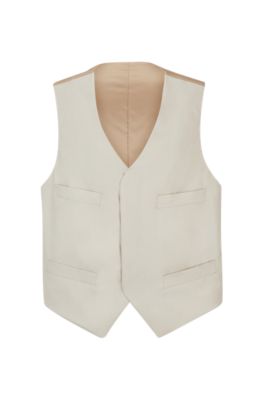 Hugo Boss Padded Cotton Waistcoat With Concealed Closure In Light Grey
