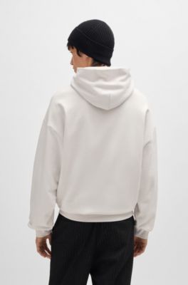 Cotton-terry oversize-fit hoodie with stacked logo, White