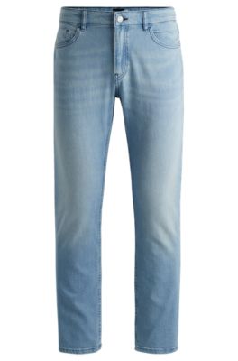 Hugo Boss Slim-fit Jeans In Blue Mechanical-stretch Denim In Turquoise