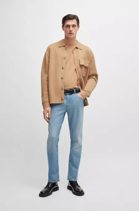 Slim-fit jeans in blue mechanical-stretch denim