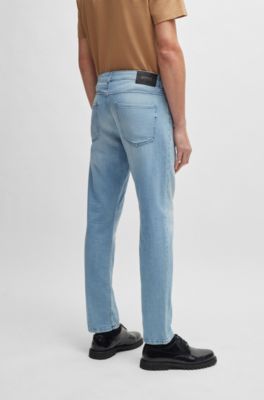 Slim-fit jeans in blue mechanical-stretch denim, Turquoise