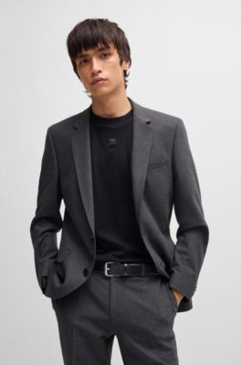 Italian-leather belt with branded buckle, Black