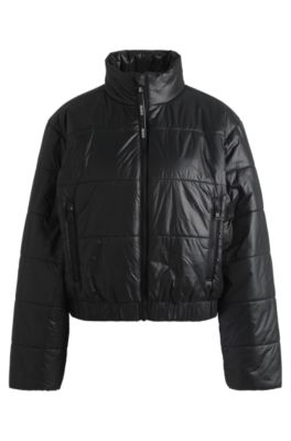 Hugo Boss Water-repellent Padded Jacket With Branded Zip Puller In Black