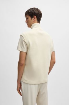 Chaleco acolchado en mezcla de materiales con insignia de logo, Blanco