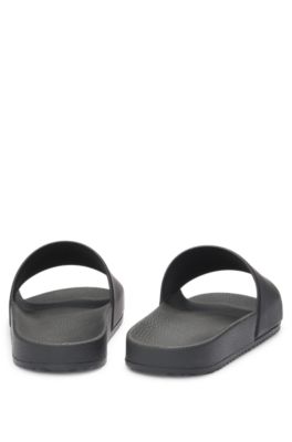 Italian-made slides with logo label, Black