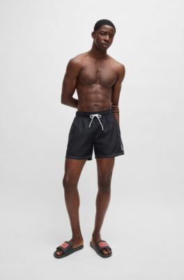 Italian-made slides with logo label, Black