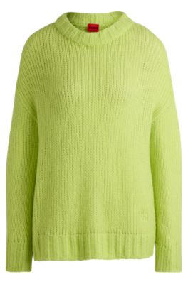Hugo Boss Oversize-fit Sweater In Wool In Yellow