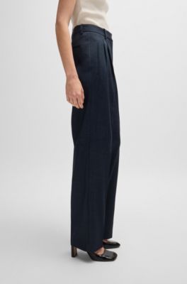 BOSS - Regular-fit trousers in denim-effect twill - Light Blue